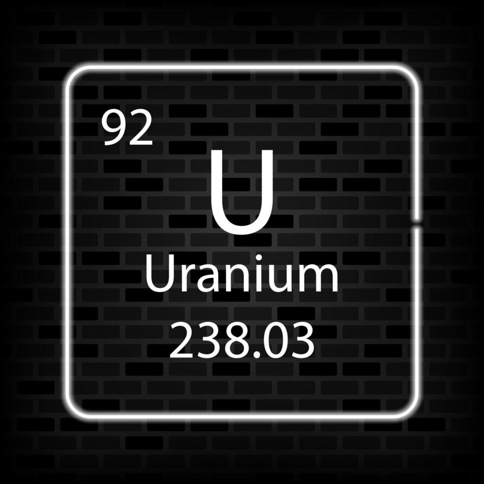 uranium néon symbole. chimique élément de le périodique tableau. vecteur illustration.