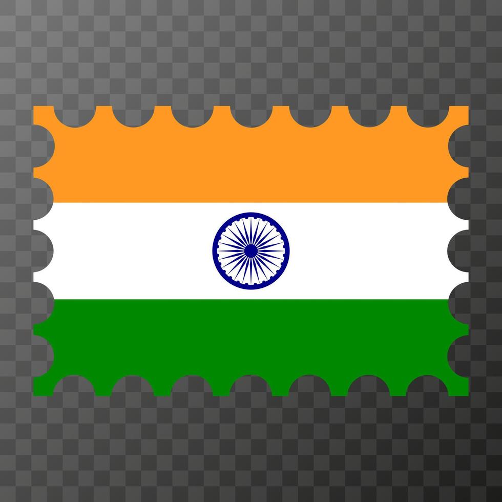 affranchissement timbre avec Inde drapeau. vecteur illustration.