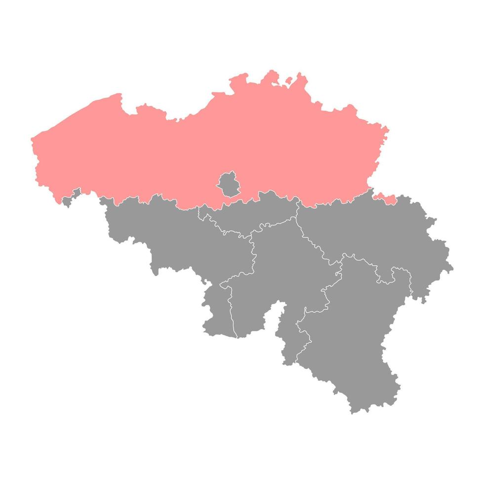 carte de la région des flandres, belgique. illustration vectorielle. vecteur