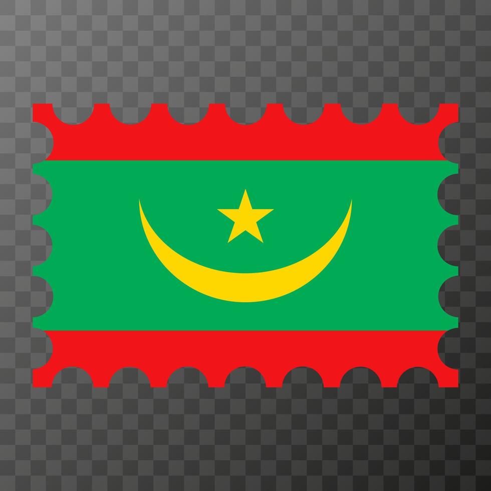 affranchissement timbre avec Mauritanie drapeau. vecteur illustration.