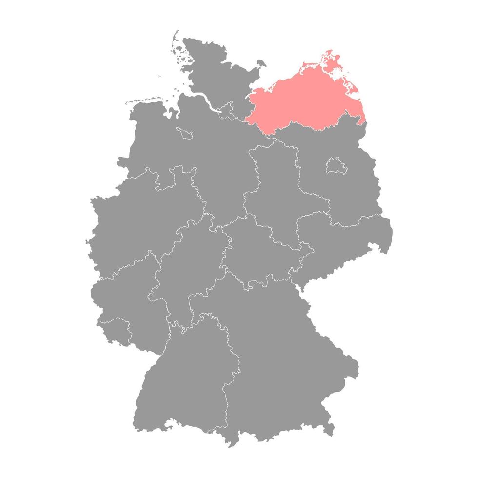 Carte d'état du Mecklembourg-Poméranie-Occidentale. illustration vectorielle. vecteur