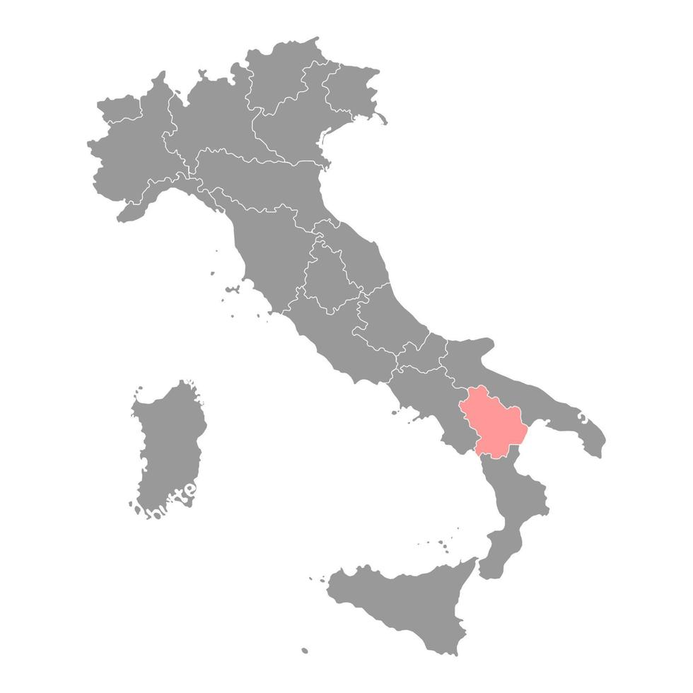 carte de la basilicate. région d'italie. illustration vectorielle. vecteur