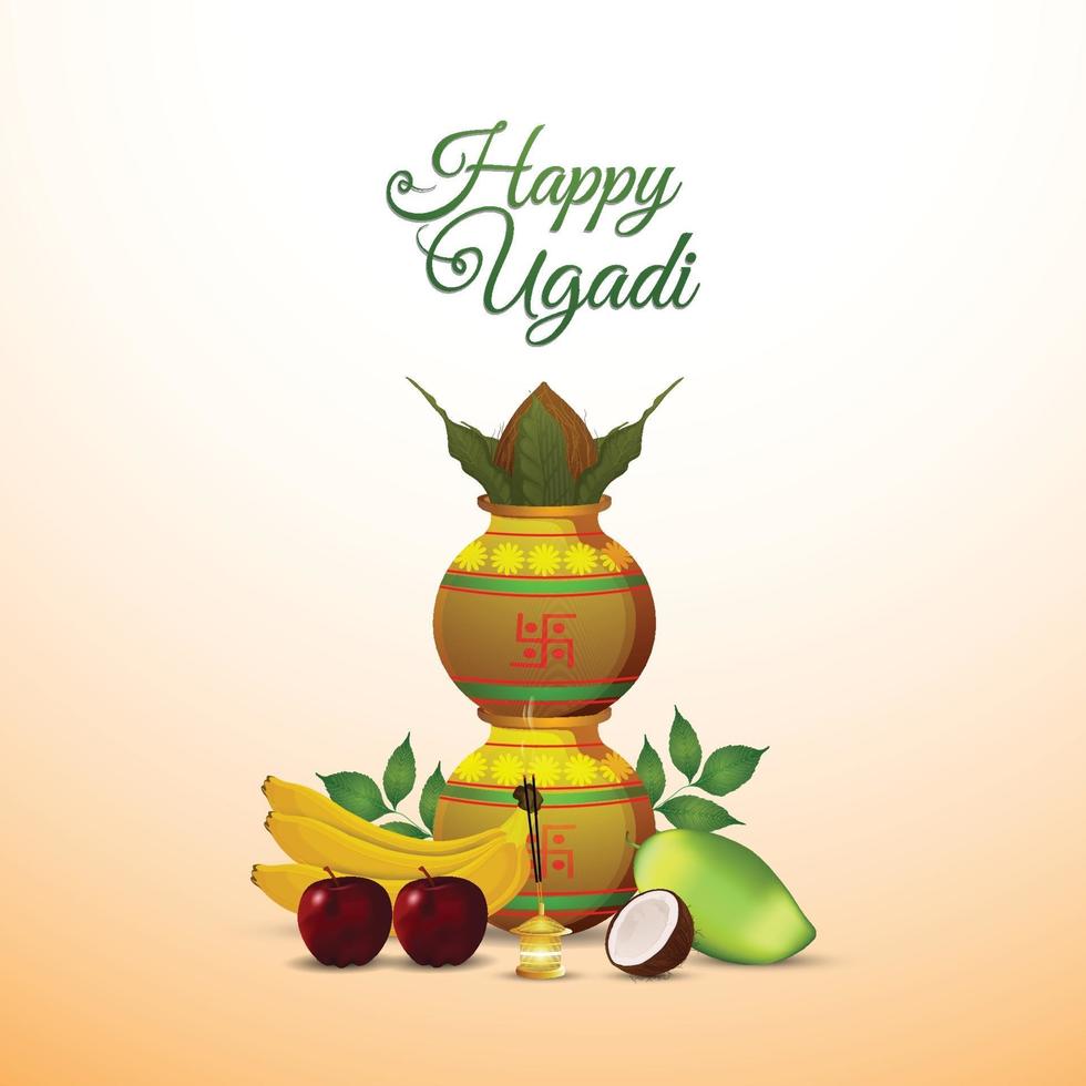 joyeux ugadi ou gudi padwa célébration carte de voeux et arrière-plan vecteur