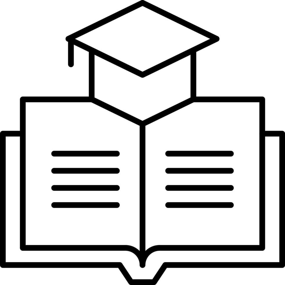 en ligne éducation contour vecteur icône l'obtention du diplôme casquette pose sur livre ligne icône