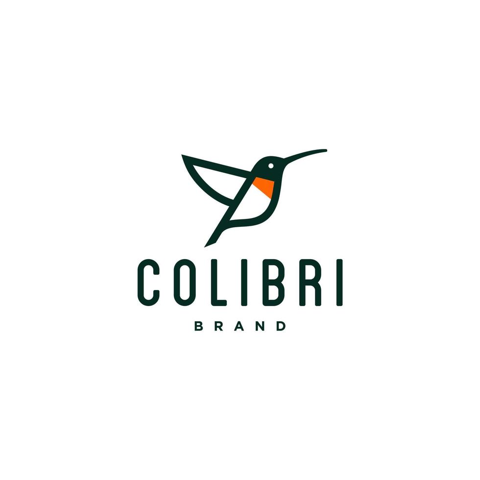 colibri oiseau colibri logo icône ligne résumé contour monoline illustration vectorielle vecteur