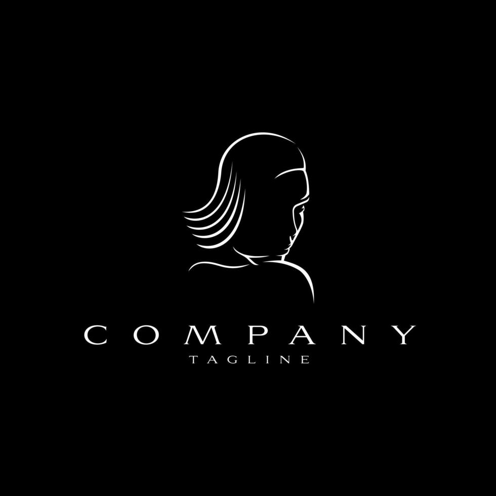 femmes visage logo lineart conception vecteur