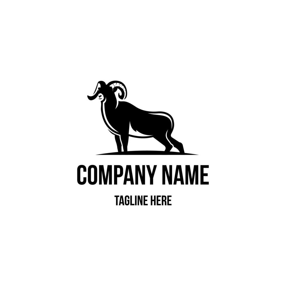 Grosse corne animal logo conception modèle. animal symbole logotype. Grosse corne mouton symbole silhouette. vecteur