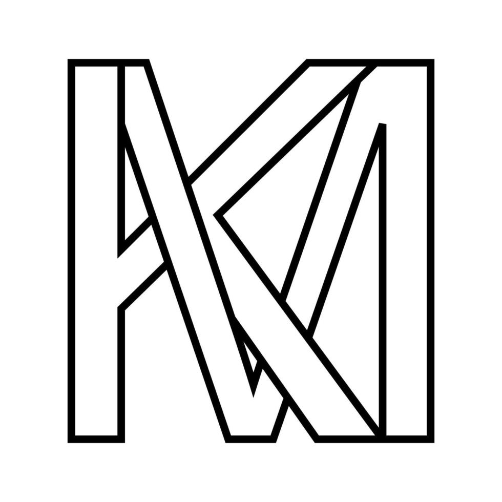 logo signe km mk, icône double des lettres logotype m k vecteur