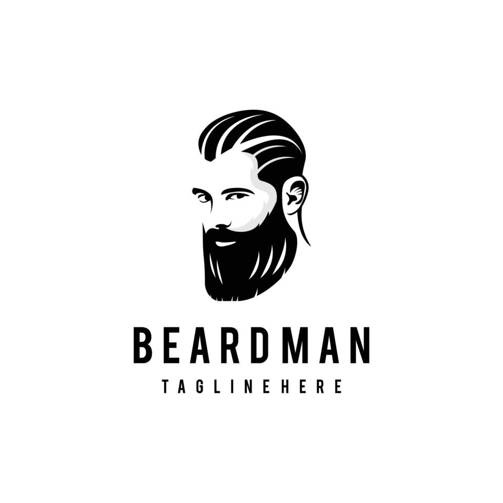 barbe homme logo conception. impressionnant barbu homme logo. une homme avec barbe logotype. vecteur