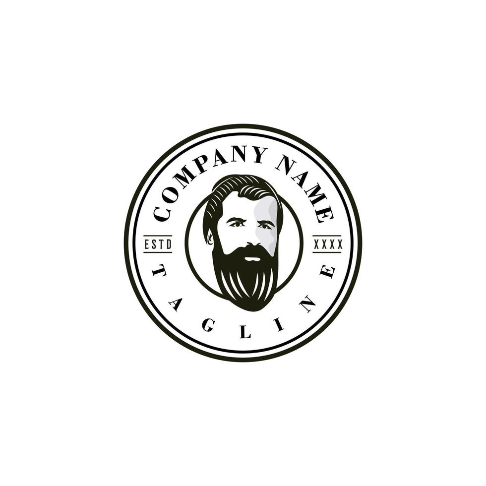 barbu homme logo conception modèle. impressionnant une barbu homme logo. une barbu homme silhouette logotype. vecteur