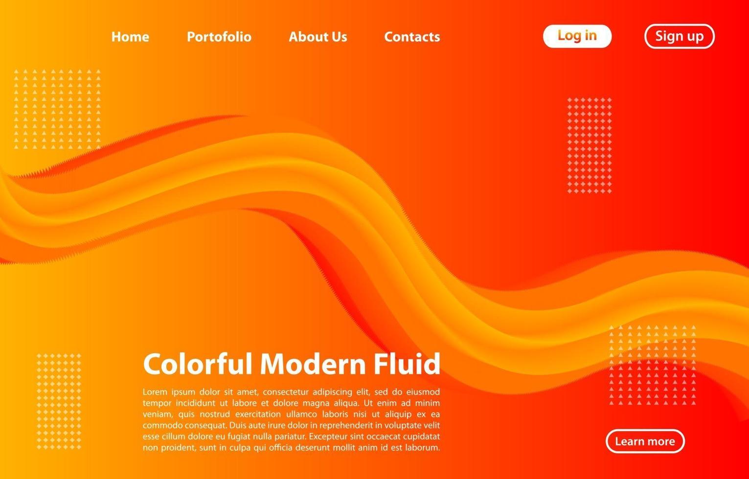 Forme fluide abstraite 3D avec concept de page dégradé.atterrissage en couleur orange. fond abstrait de formes géométriques de couleur orange. vecteur