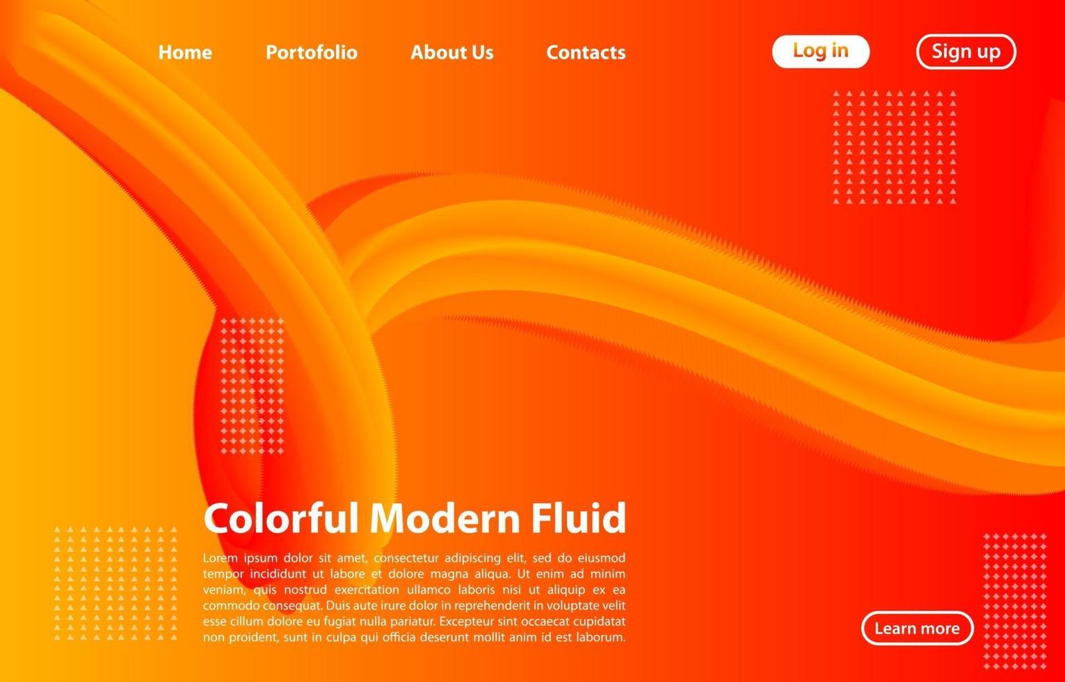 Forme fluide abstraite 3D avec concept de page dégradé.atterrissage en couleur orange. fond abstrait de formes géométriques de couleur orange. vecteur