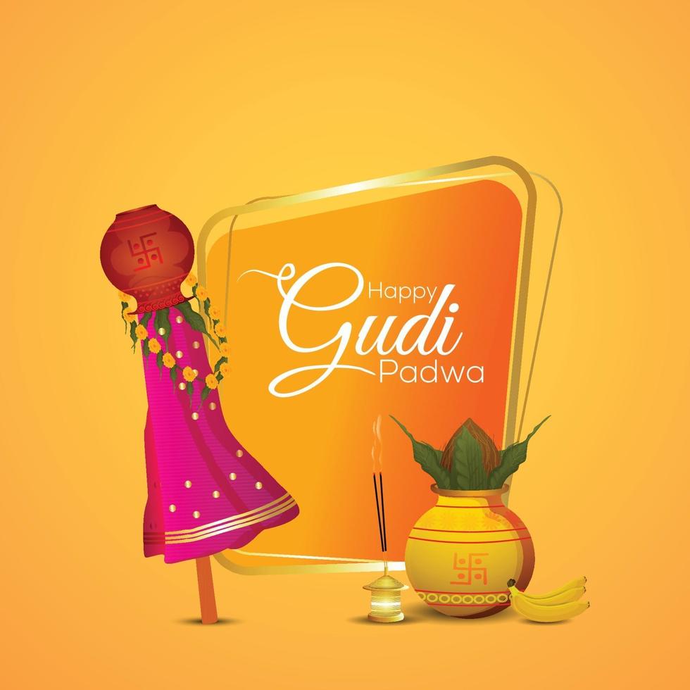 illustration vectorielle créative de joyeux festival hindou indien gudipadwa et fond vecteur