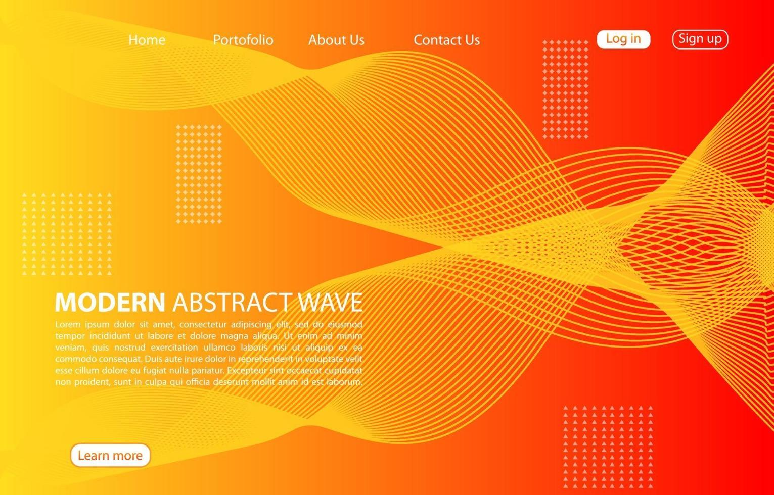 fond de vague abstraite moderne conception de vague abstraite de page de destination. fond orange. vecteur