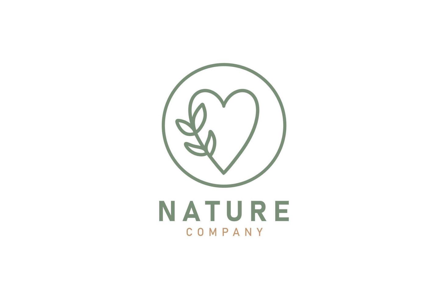 l'amour la nature feuille décoration logo conception icône vecteur