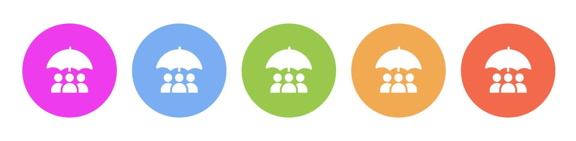 multi coloré plat Icônes sur rond arrière-plans. entreprise, employé, groupe, Assurance multicolore cercle vecteur icône sur blanc Contexte