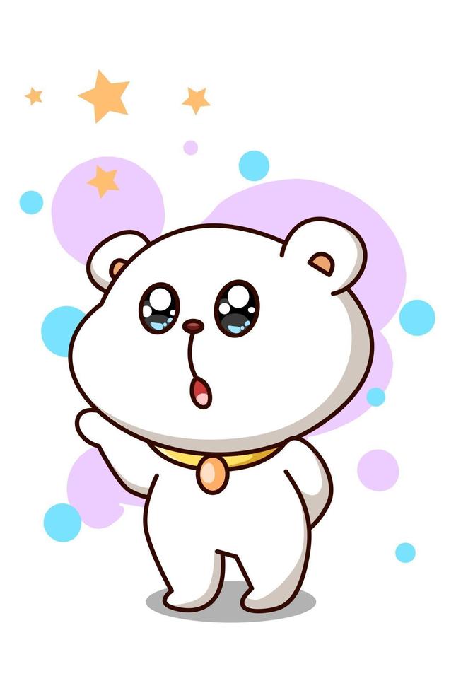 ours mignon et heureux avec illustration de dessin animé étoiles vecteur
