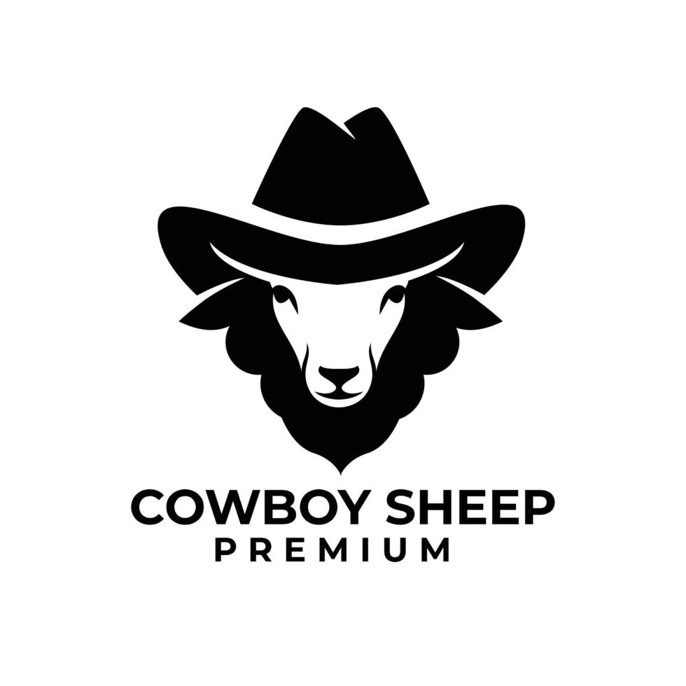 noir mouton cow-boy logo icône conception illustration vecteur