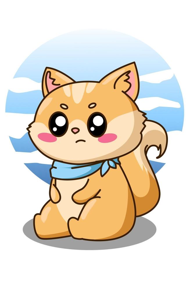 illustration de dessin animé de petit chat heureux et drôle vecteur