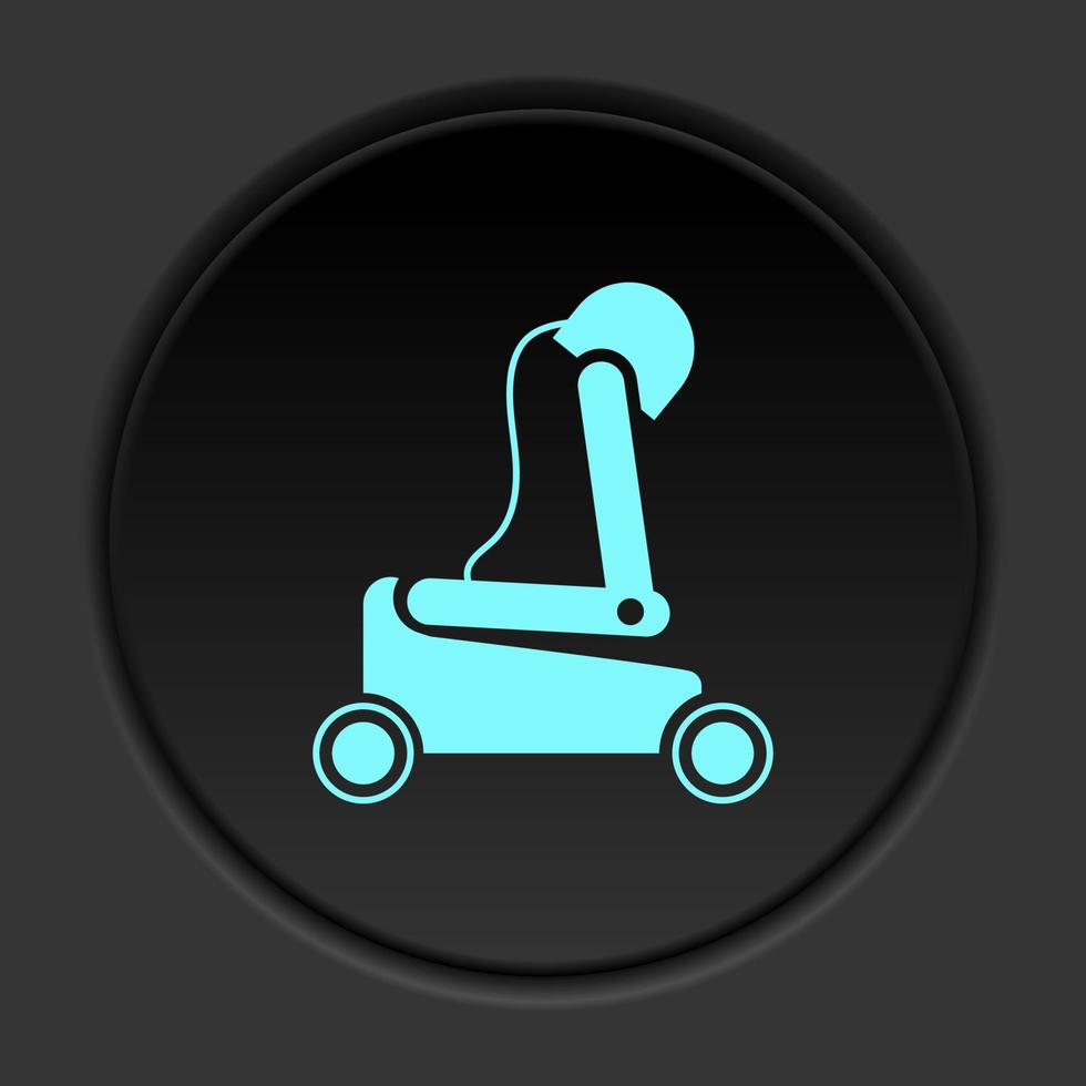 foncé bouton icône robot La technologie industrie usine. bouton bannière rond badge interface pour application illustration sur assombrir Contexte vecteur