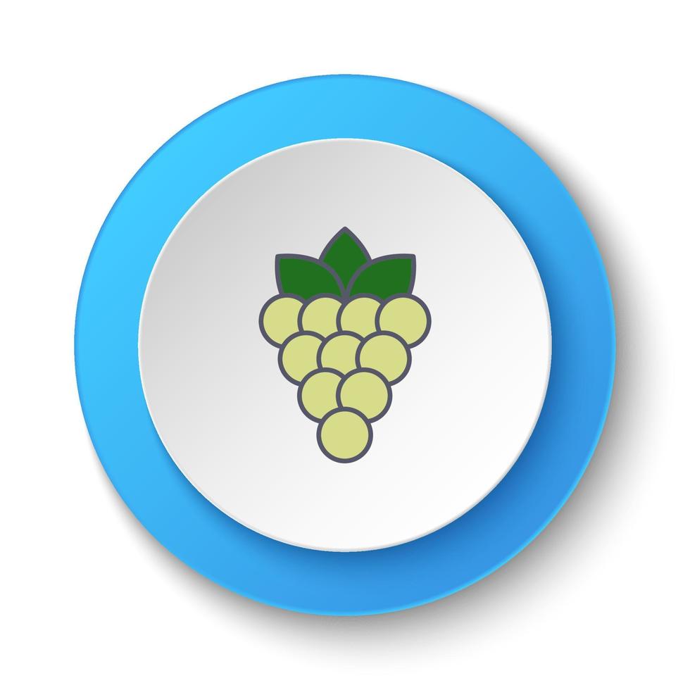 rond bouton pour la toile icône, les raisins. bouton bannière rond, badge interface pour application illustration sur blanc Contexte vecteur