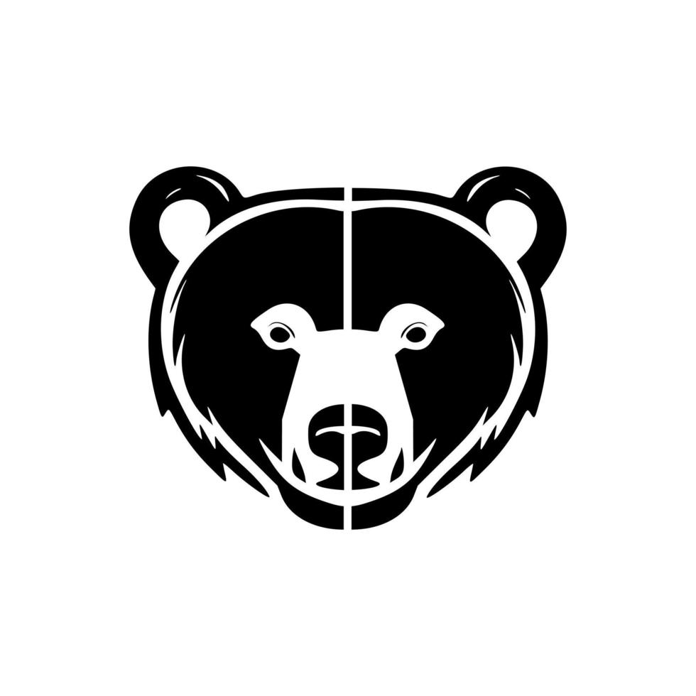 vecteur logo de noir et blanc ours.