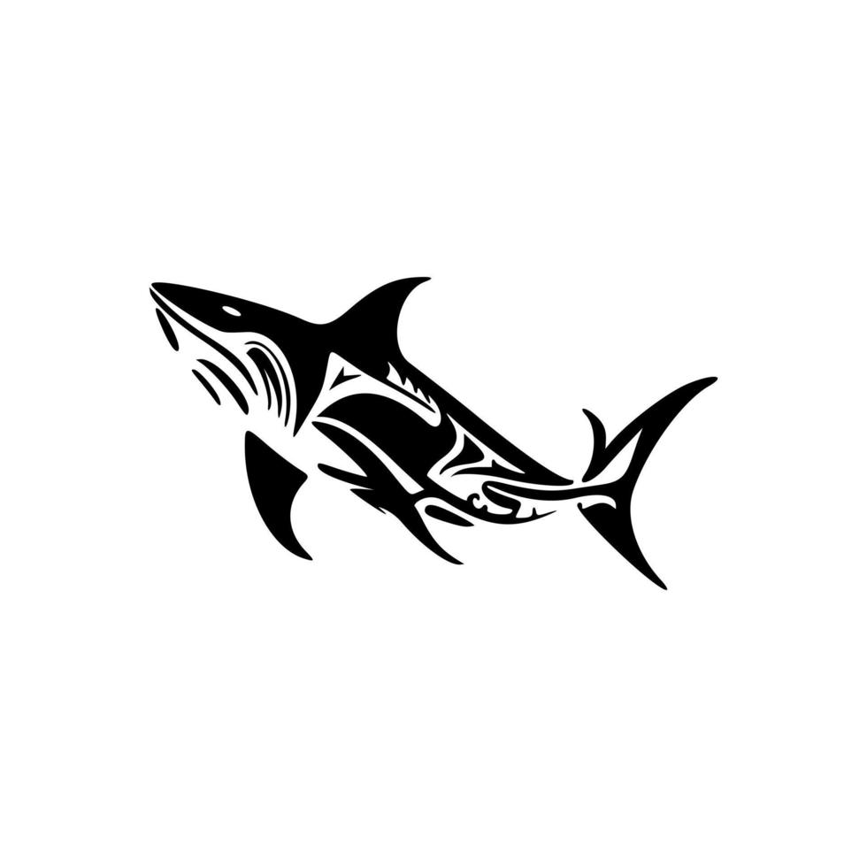 vecteur logo de une requin dans noir et blanche.