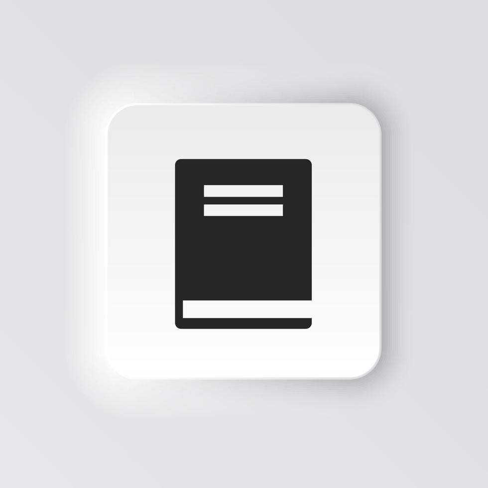 rectangle bouton icône livre. bouton bannière rectangle badge interface pour application illustration sur néomorphe style sur blanc Contexte vecteur