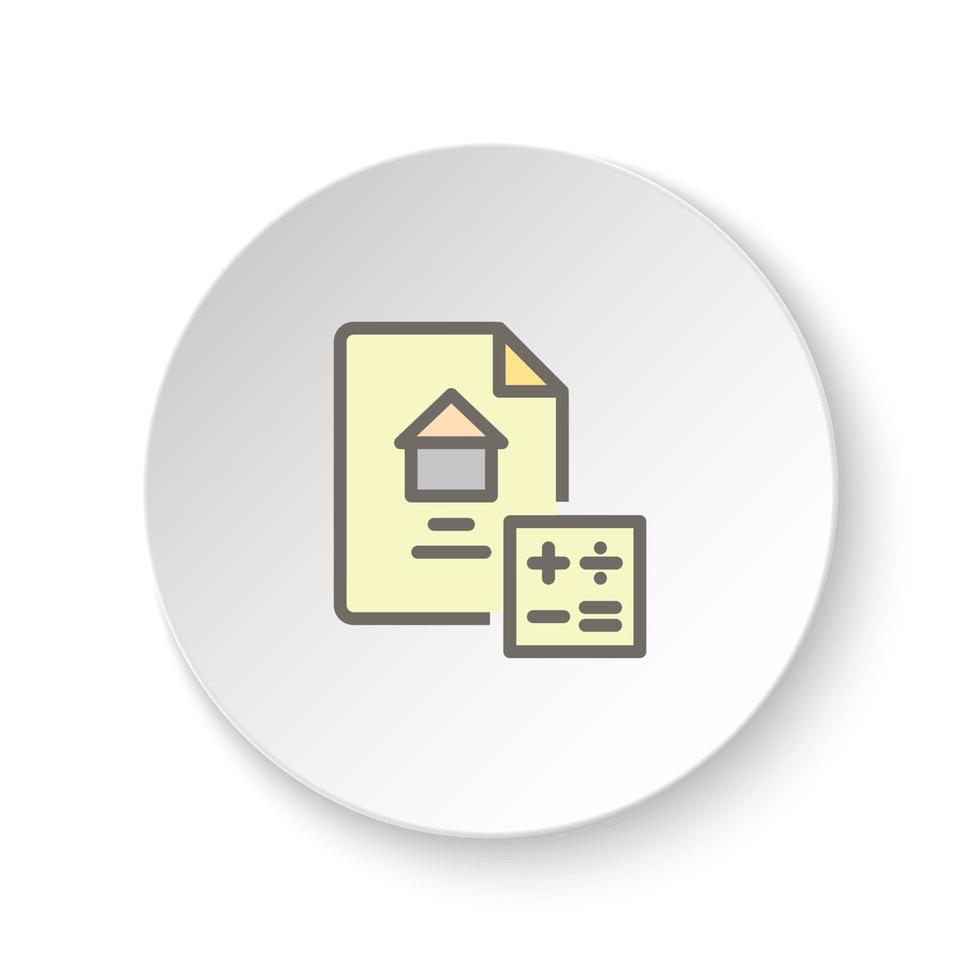 rond bouton pour la toile icône, calculer, contracter, loger, maison. bouton bannière rond, badge interface pour application illustration sur blanc Contexte vecteur