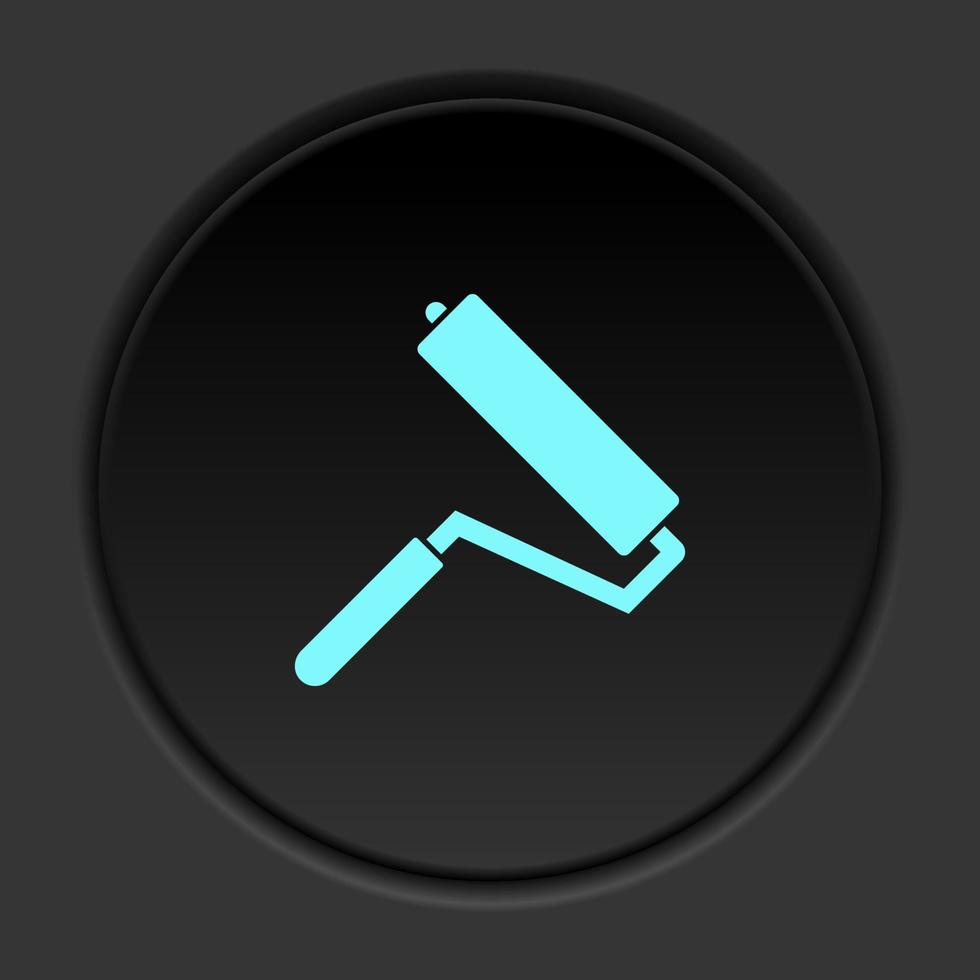 rond bouton icône peindre rouleau. bouton bannière rond badge interface pour application illustration sur foncé Contexte vecteur