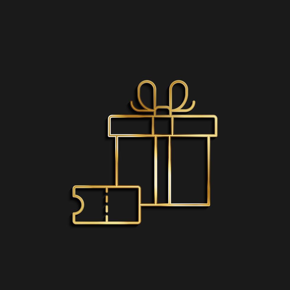 bon, boîte, cadeau or icône. vecteur illustration de d'or icône sur foncé Contexte