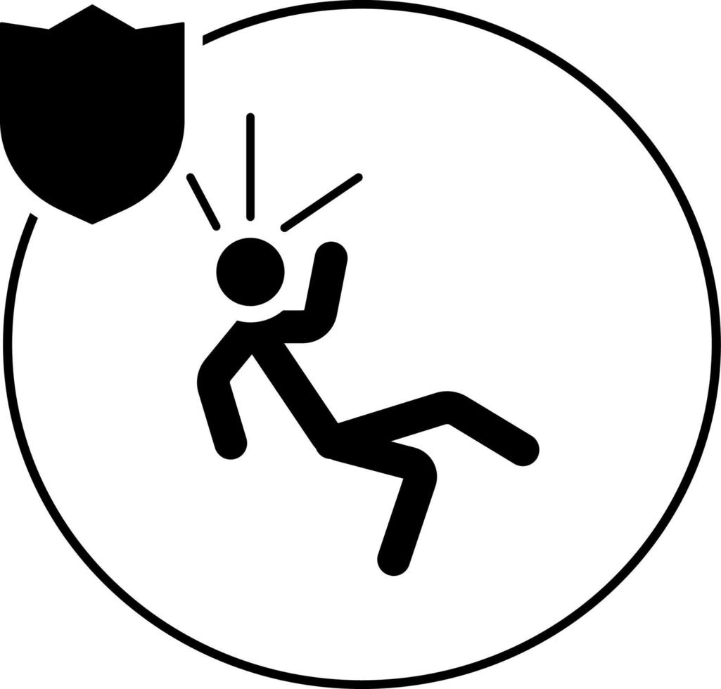 humain, assurance, tomber vers le bas icône illustration isolé vecteur signe symbole - Assurance icône vecteur noir - vecteur sur blanc Contexte