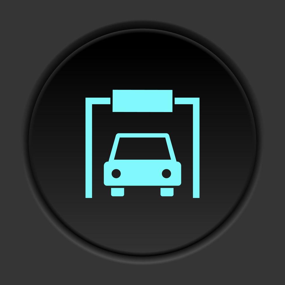 rond bouton icône voiture garage. bouton bannière rond badge interface pour application illustration sur foncé Contexte vecteur