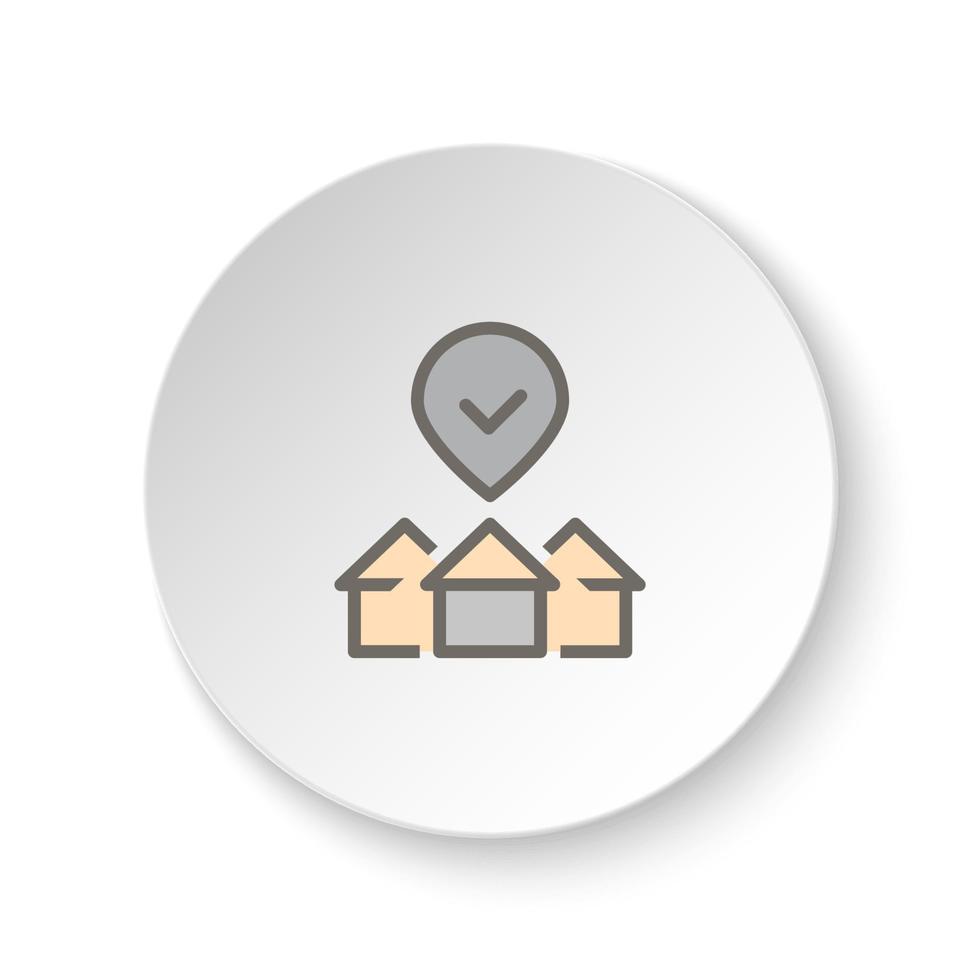 rond bouton pour la toile icône, acheter, loger, propriété, sélection. bouton bannière rond, badge interface pour application illustration sur blanc Contexte vecteur