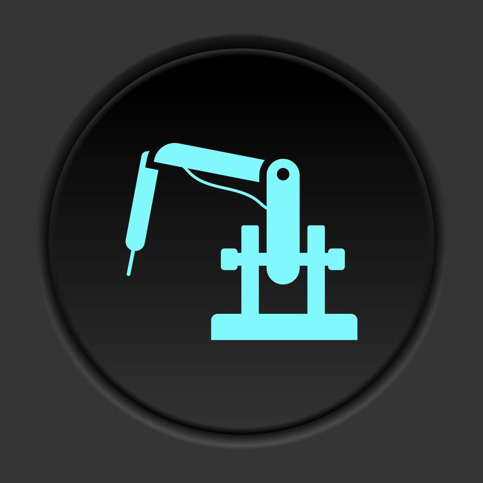 foncé bouton icône robot La technologie industrie usine. bouton bannière rond badge interface pour application illustration sur assombrir Contexte vecteur