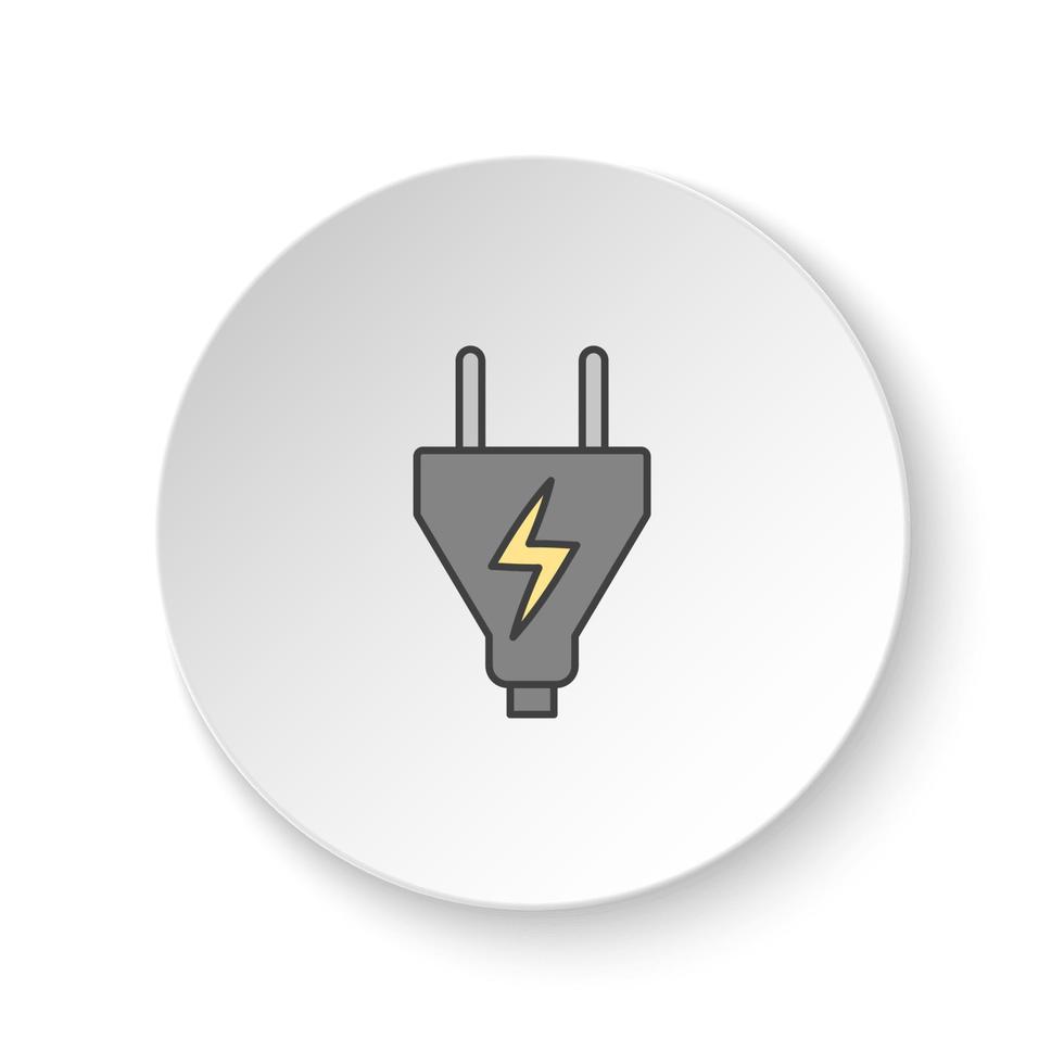 rond bouton pour la toile icône, électrique brancher. bouton bannière rond, badge interface pour application illustration sur blanc Contexte vecteur