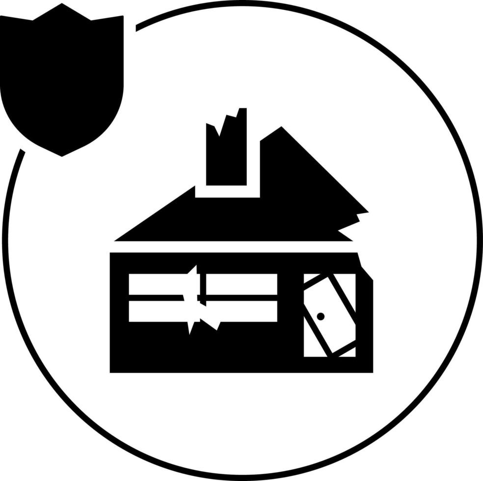 maison, assurance, Naturel calamité icône illustration isolé vecteur signe symbole - Assurance icône vecteur noir - vecteur sur blanc Contexte