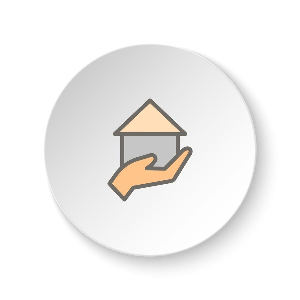 rond bouton pour la toile icône, bras, maison, main prêt, hypothèque. bouton bannière rond, badge interface pour application illustration sur blanc Contexte vecteur