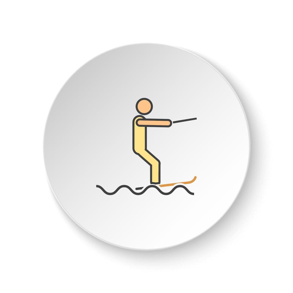 rond bouton pour la toile icône, le surf mer. bouton bannière rond, badge interface pour application illustration sur blanc Contexte vecteur