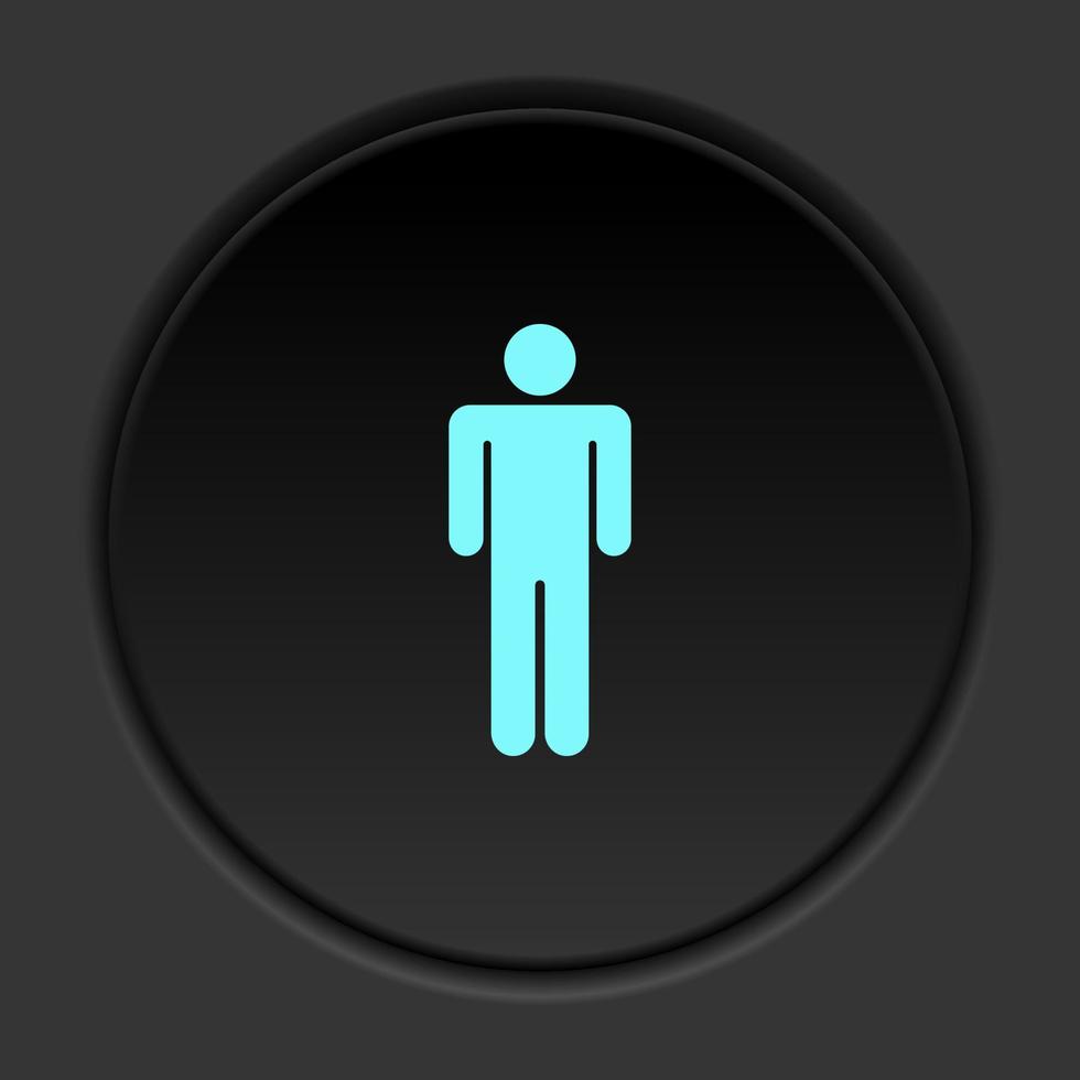 rond bouton icône homme. bouton bannière rond badge interface pour application illustration sur foncé Contexte vecteur