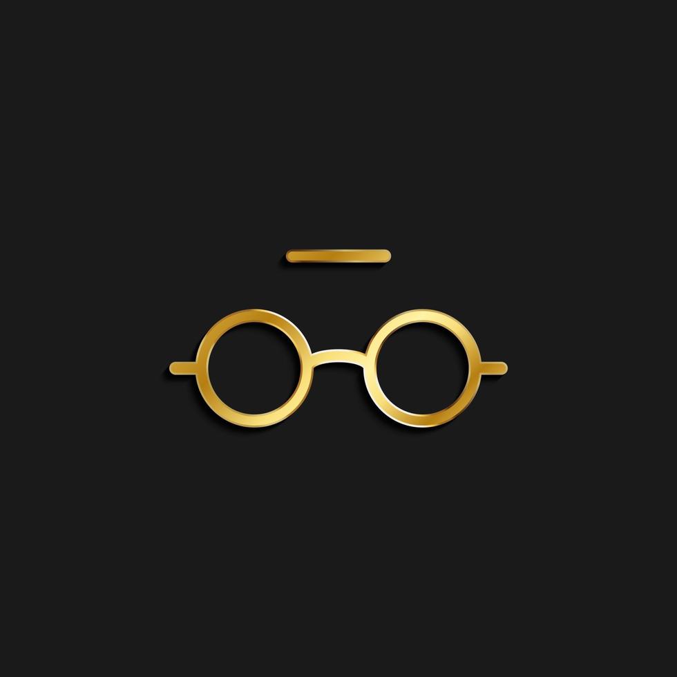 lunettes, marquer, non lu or icône. vecteur illustration de d'or icône sur foncé Contexte