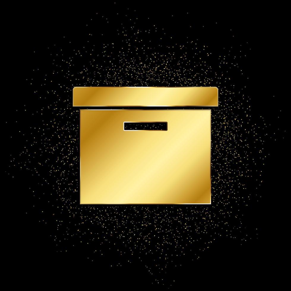 Bureau boîte or, icône. vecteur illustration de d'or particule sur or vecteur Contexte