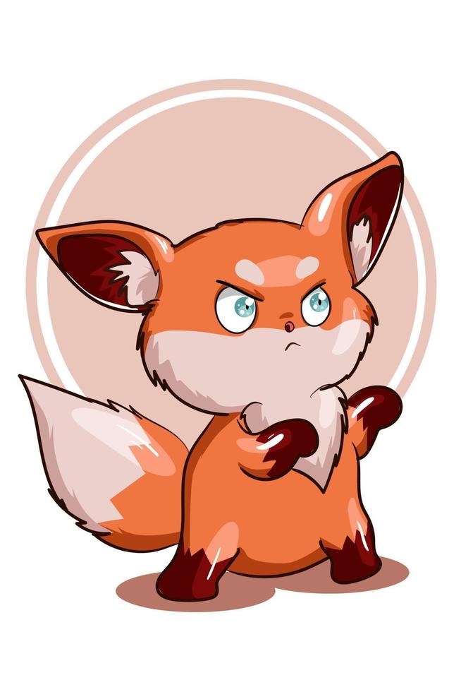une petite illustration vectorielle de petit renard orange en colère vecteur
