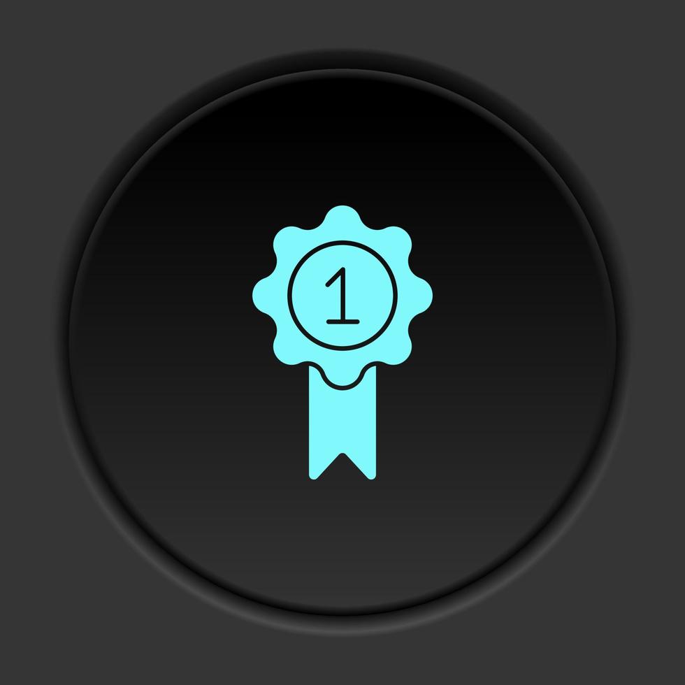 rond bouton icône, décerner, récompense, médaille. bouton bannière rond, badge interface pour application illustration sur foncé Contexte vecteur