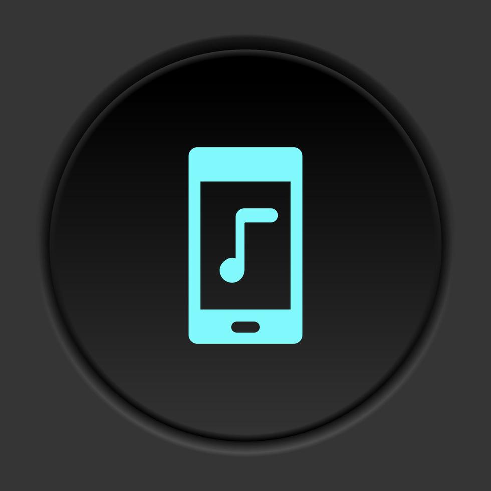 foncé bouton icône téléphone la musique l'audio. bouton bannière rond badge interface pour application illustration sur assombrir Contexte vecteur