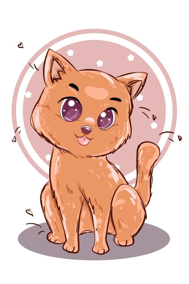 une petite illustration vectorielle de chat brun mignon heureux vecteur