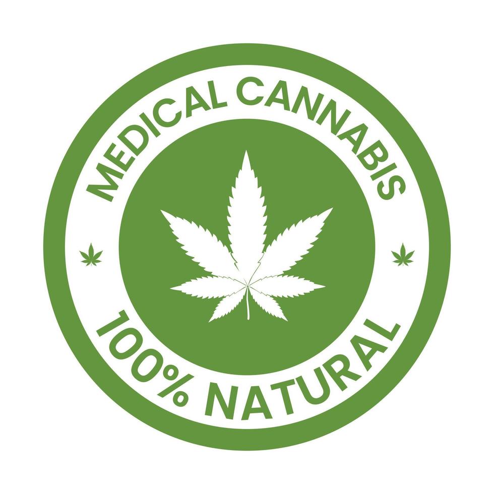 médical cannabis 100 pour cent Naturel badge, étiqueter, joint, chanvre pétrole étiqueter, cbd étiqueter, ancien, santé badge vecteur illustration