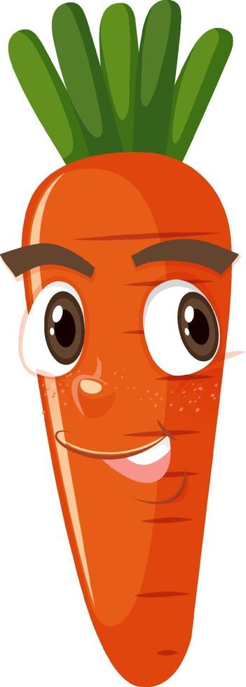 personnage de dessin animé de carotte avec expression faciale vecteur