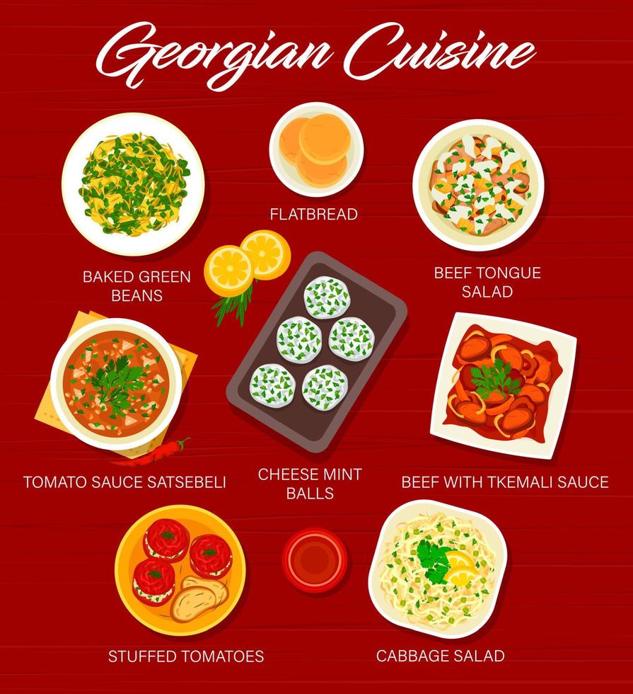 géorgien cuisine nourriture menu vecteur modèle
