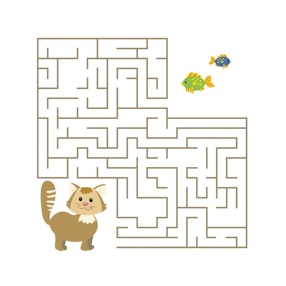 jeu de labyrinthe de chat de dessin animé mignon. labyrinthe. jeu amusant pour l'éducation des enfants. illustration vectorielle vecteur
